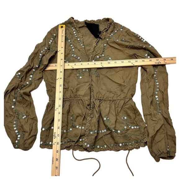 Made With Love Vintage 2000s Size Small Beautiful Button Up Sequin Top - Picture 3 of 5